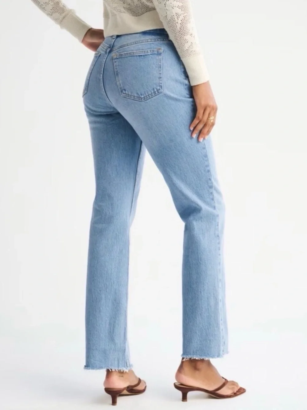 Abercrombie & Fitch 90s Light Blue Mid Rise Straight Curve Love Jeans Women’s 27 - Picture 2 of 9